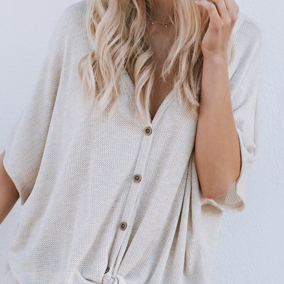 Tie up waffle knit top - Picture 5 of 6